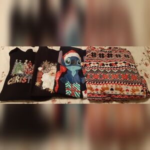 2 Christmas Shirts + 2 free Christmas Shirts Hoodie and Tshirts Junior's 3X (21)